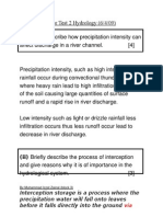 Mark scheme for Test 2 Hydrology (6th April,2009)