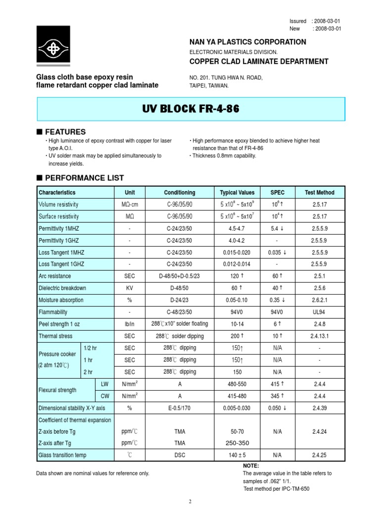 UV Block FR-4-86 Glass Cloth Epoxy Resin Copper Clad Laminate | PDF ...
