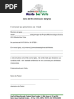 Carta de Recomendação ou Mudança  Crença e Doutrina 