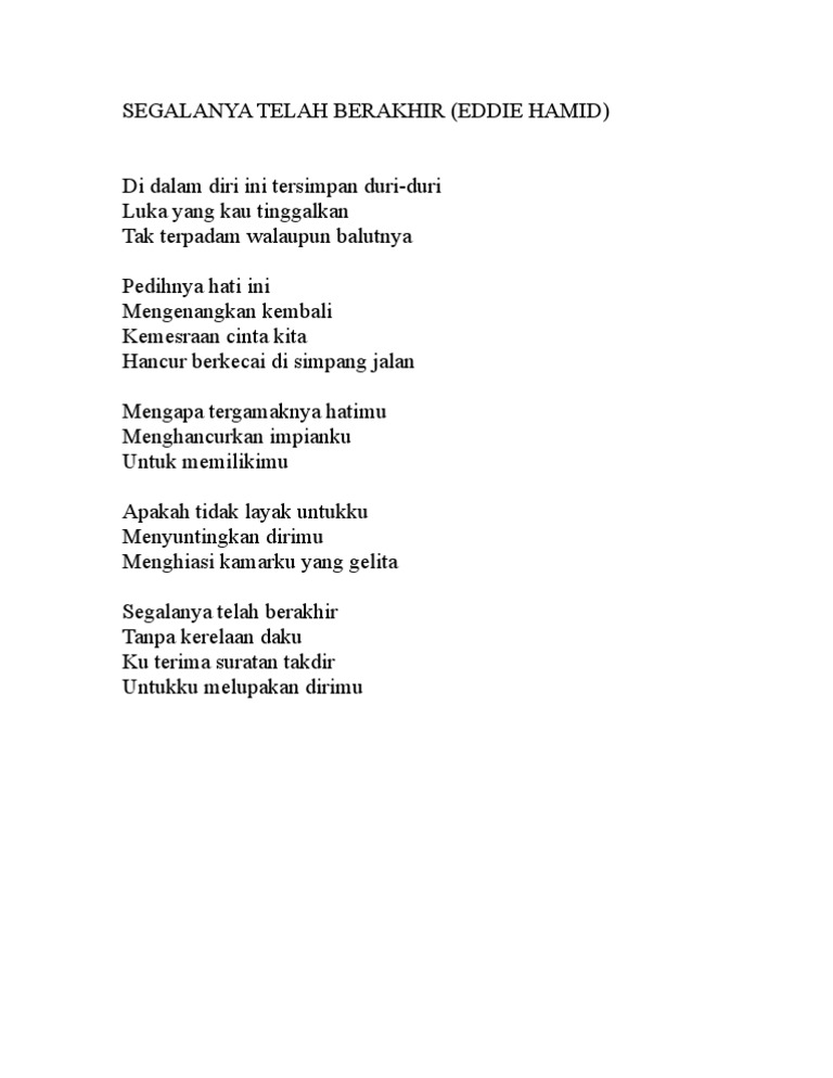 Lirik Lagu Mengapa Tergamaknya Hatimu