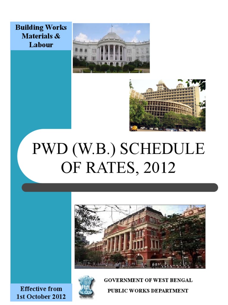 PWD (W.B.) Schedule of Rates, 2012 PDF Lime (Material) Concrete