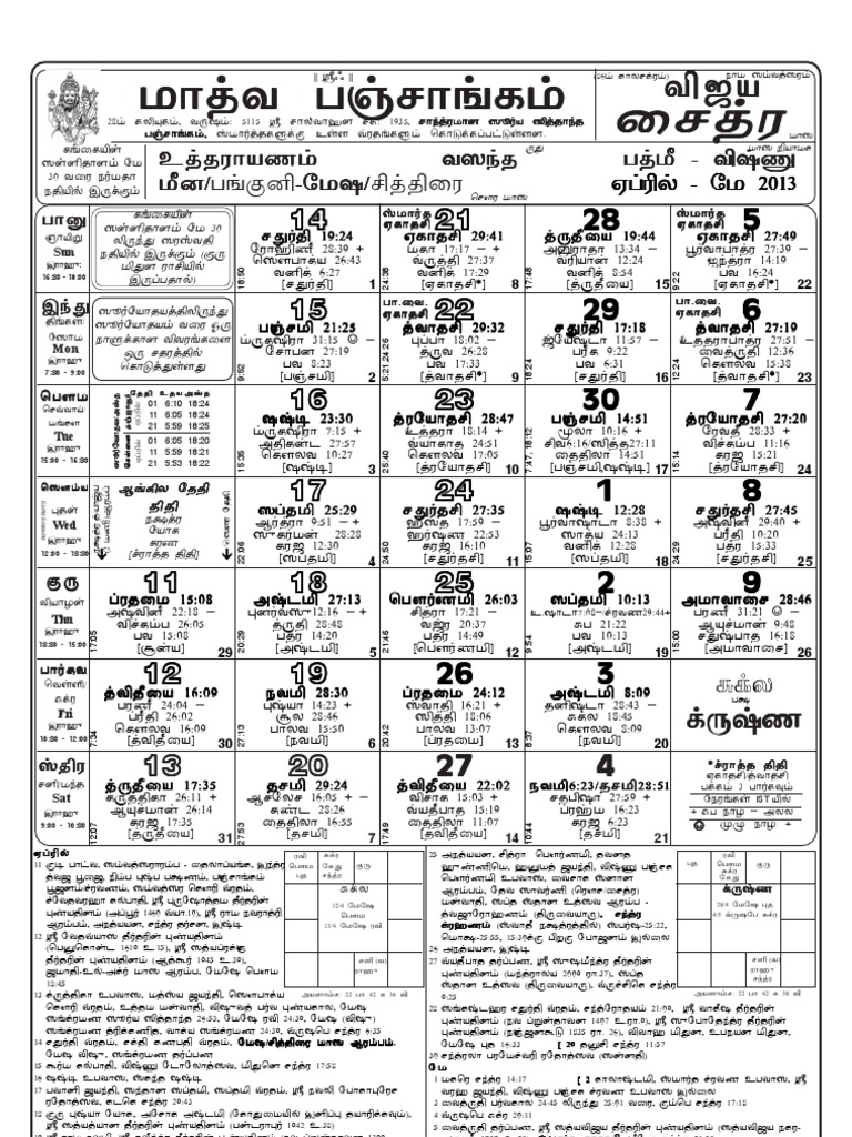Tamil Madhwa Panchangam 2L 2013-14 | PDF | Nature