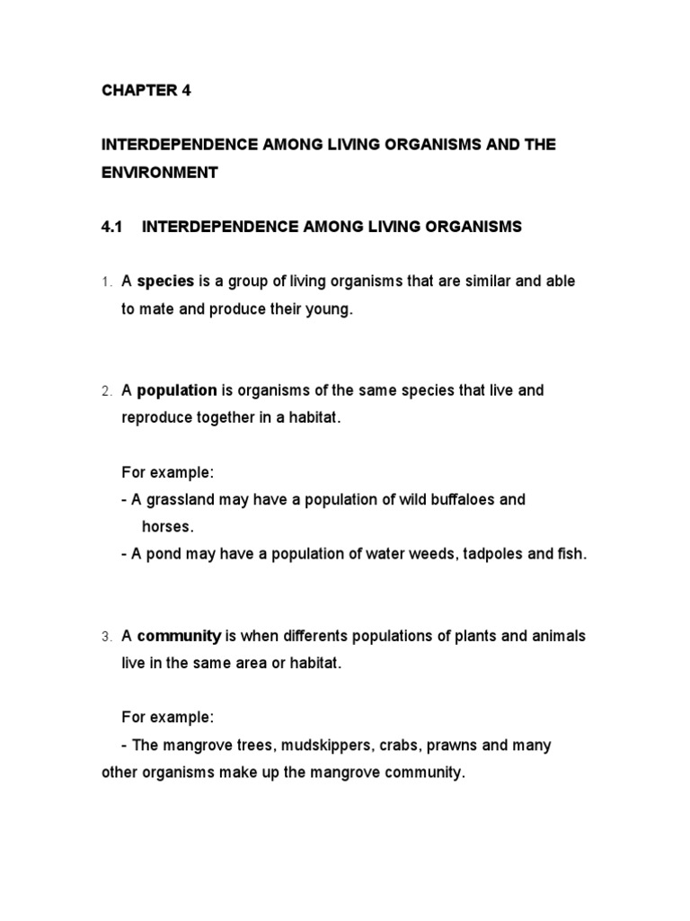 Interdependence in Ecosystems | PDF | Symbiosis | Habitat