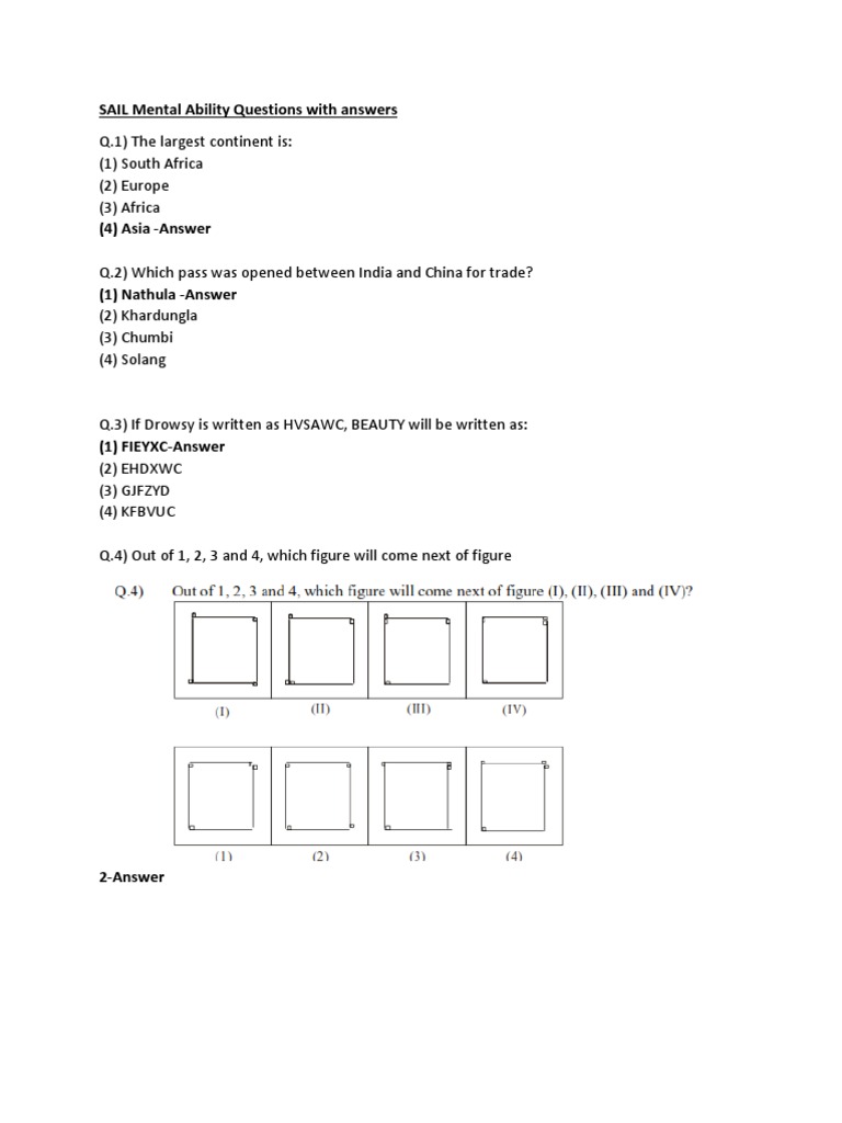 SAIL Mental Ability Questions & Answers | PDF | Sports | Leisure