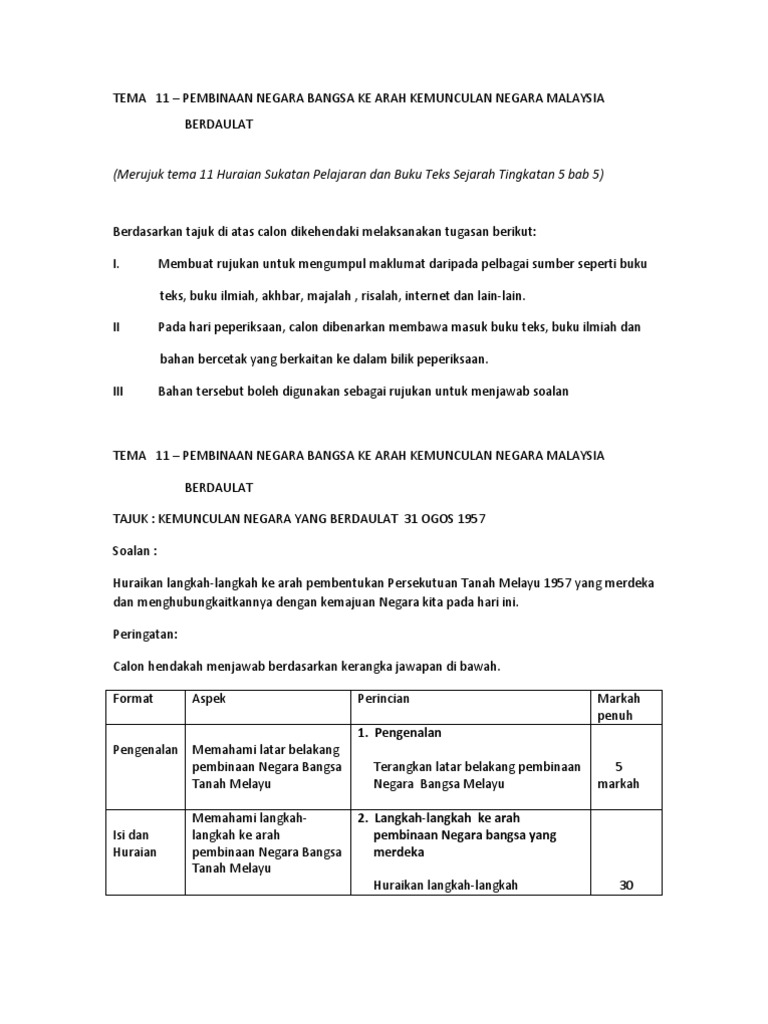 Sejarah Kertas 3 Tema 11 2013 Pdf