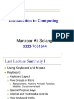 Introduction To Computing: Manzoor Ali Solangi