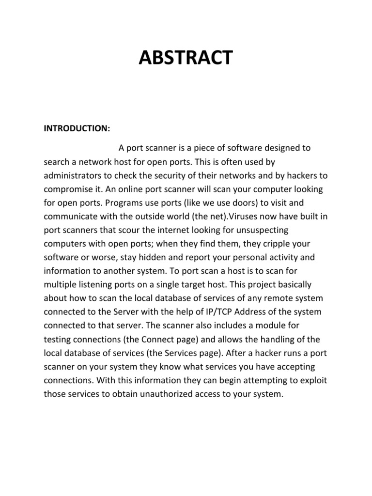 Port Scanner | PDF | Port (Computer Networking) | Media Technology