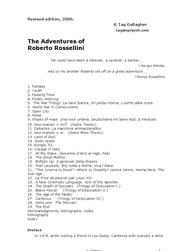 The Adventures of Roberto Rossellini | PDF | Benito Mussolini | Italy, image size:768x1024