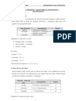 CÁLCULO DE ESFUERZO Y COSTO PARA EL PRESUPUESTO DEL PROYECTO