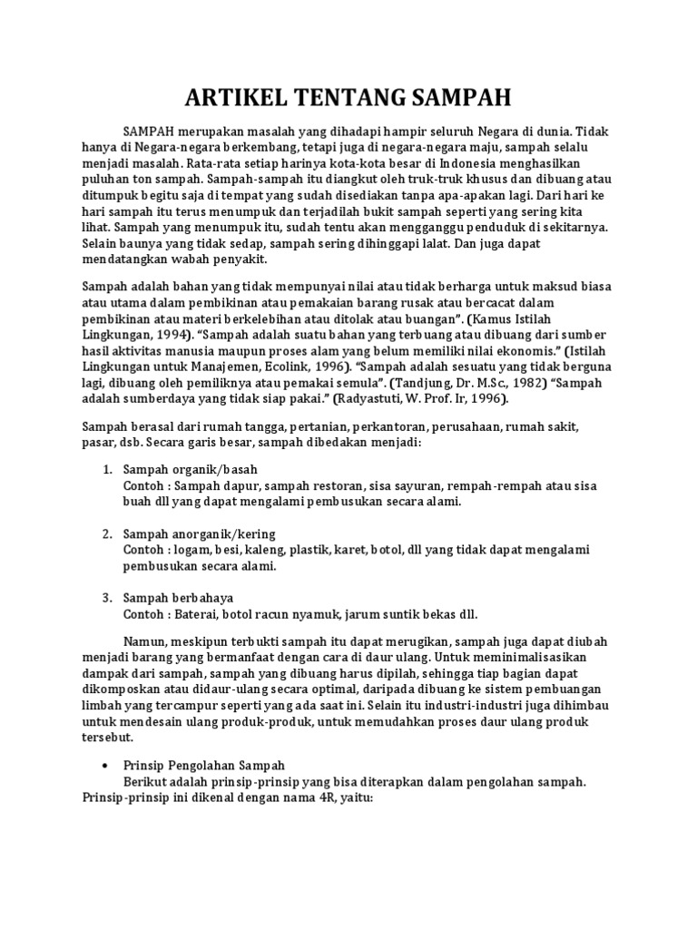 Artikel Tentang Sampah