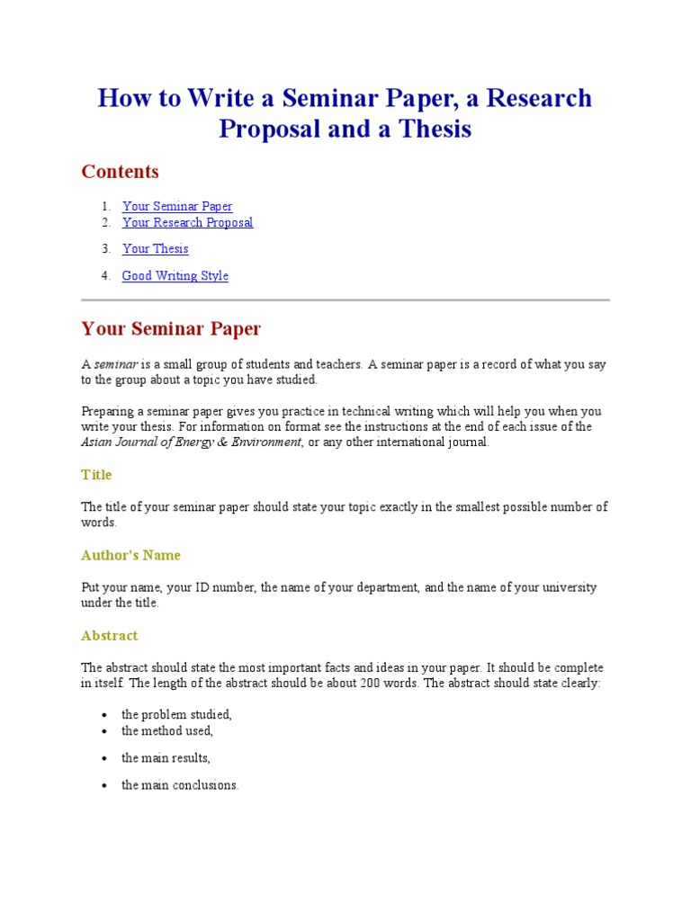 seminar essay writing