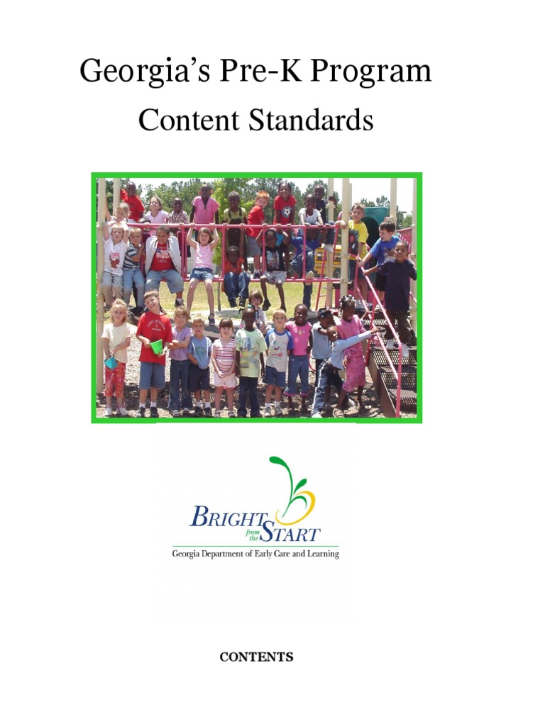 GA PreK 2011 Content Standards Full PDF Pre Kindergarten