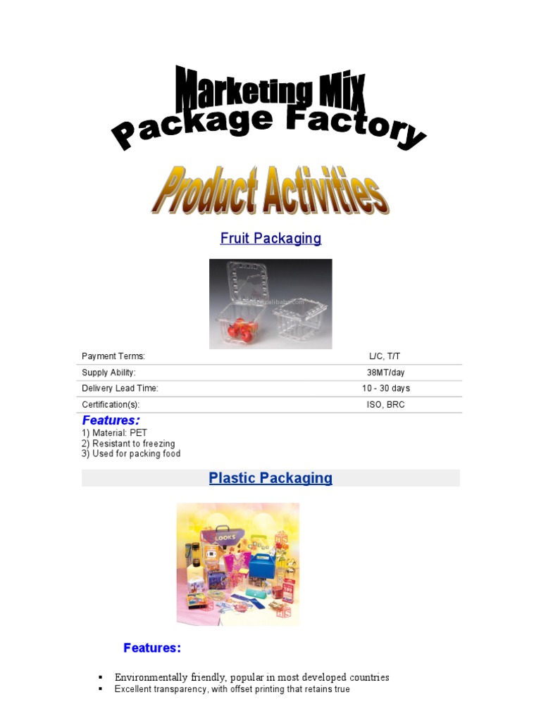 Marketing Mix Packaging And Labeling Industries