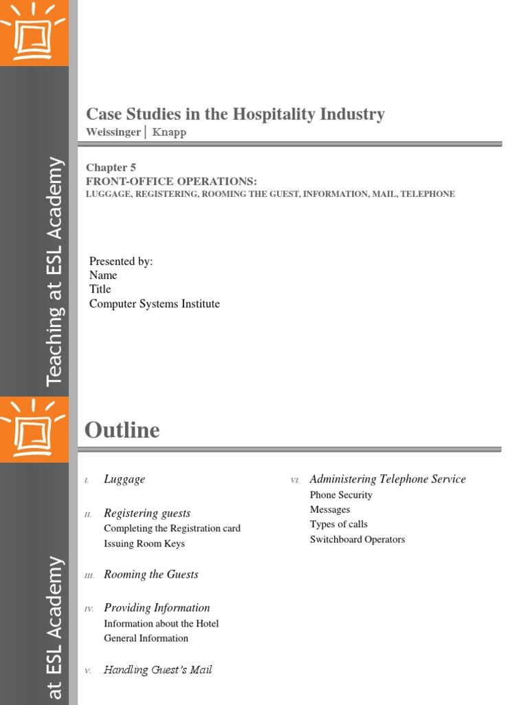 case studies in the hospitality industry chapter 5 Telephone Mail