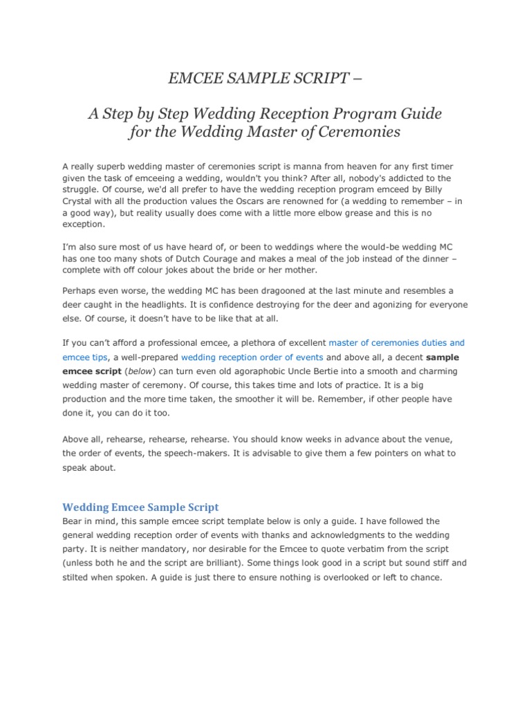 Sample Emcee Script For Dancers