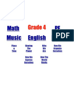 Math English PE Music Dance: Grade 4