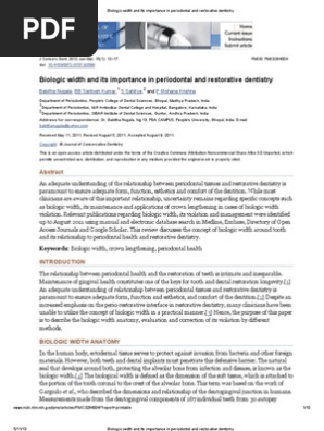 Biologic Width and Its Importance in Periodontal and Restorative Dentistry