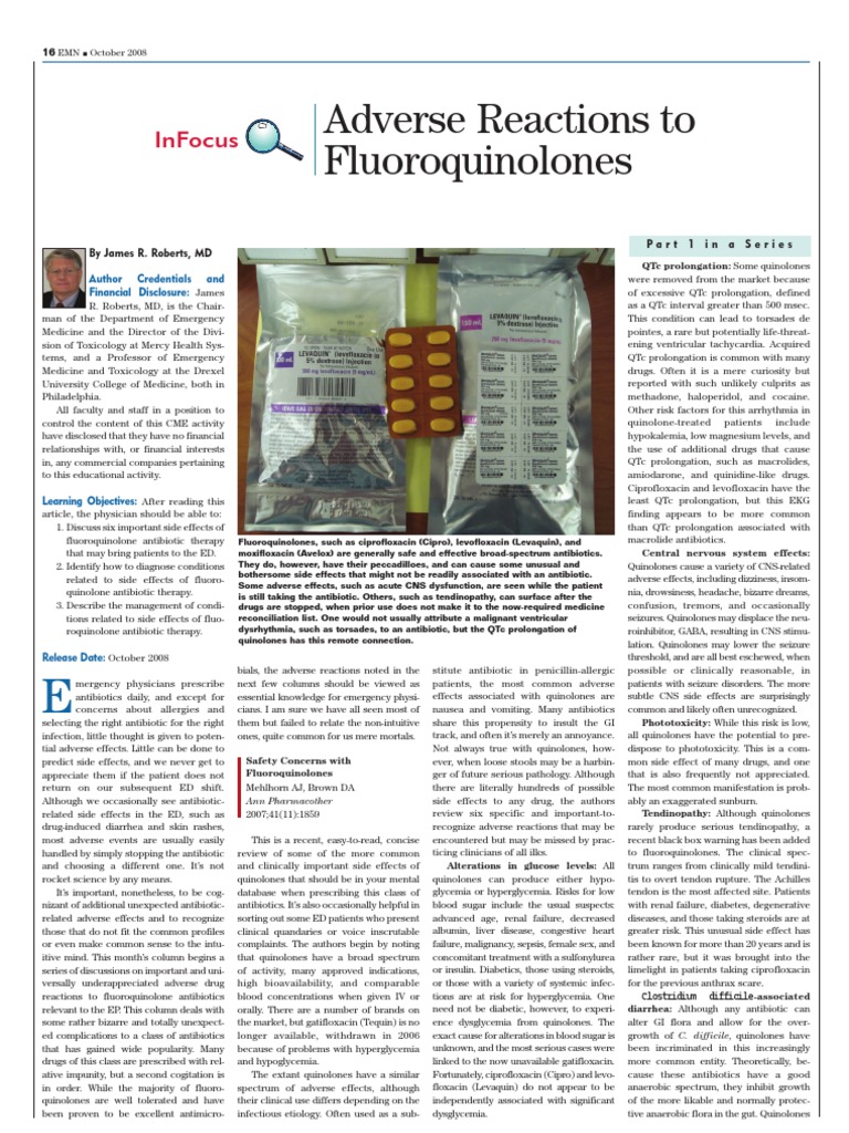 Adverse Reactions To Fluoroquinolones | PDF | Rtt | Medicine