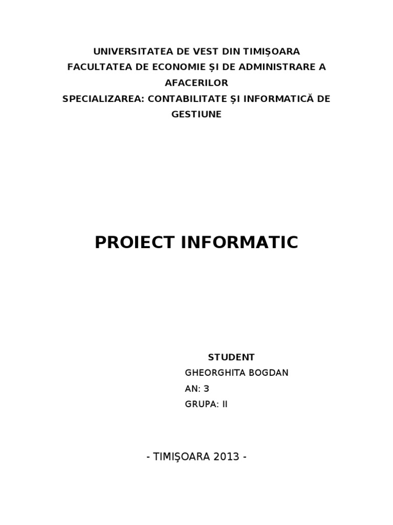 Analiza Si Proiectarea Unui Sistem Informatic | PDF