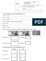 Prueba Parcial de Matemática 4° Básico