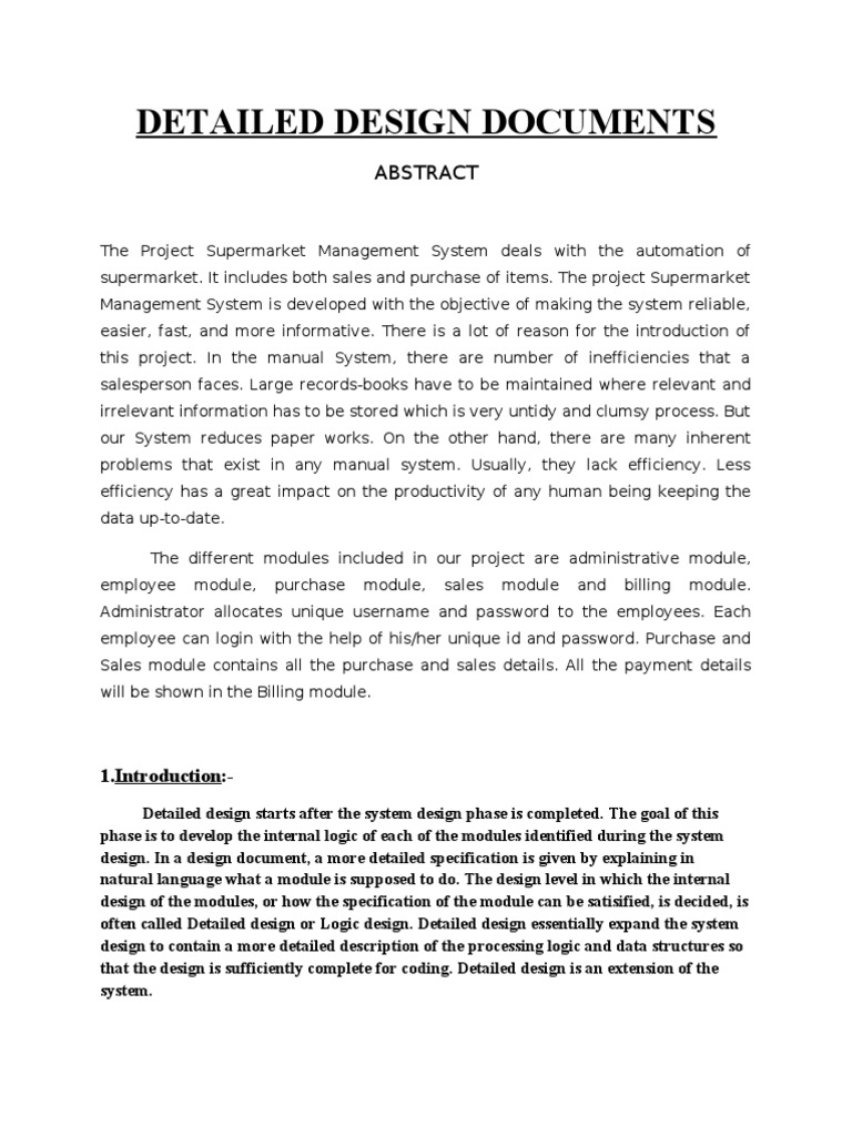 Supermarket Management System Project Report Modularity Databases