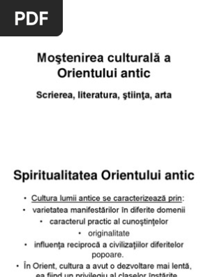 Mostenirea Culturala A Orientului Antic