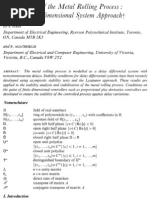 Control of the metal rolling process