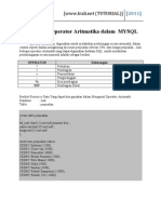 Pengunaan Operator Aritmatika Dalam MYSQL