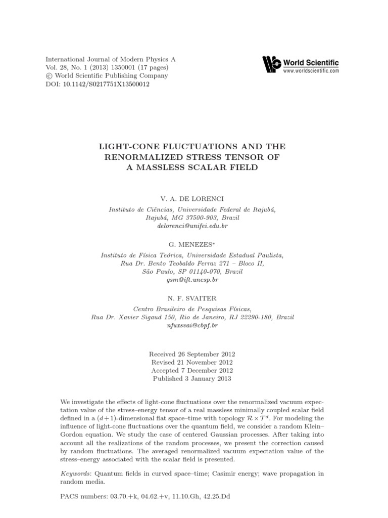 Light-Cone Fluctuations in Quantum Fields | PDF | Quantum Mechanics ...