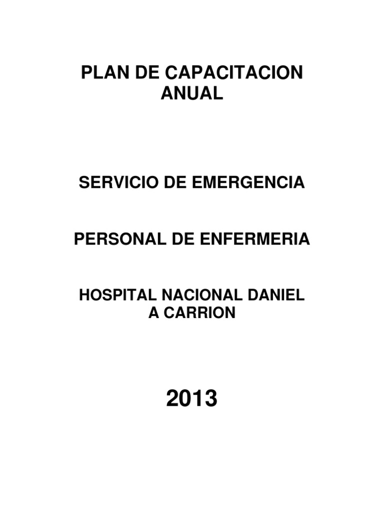 Plan Anual de Capacitación en Enfermería | PDF | Hospital | Enfermería