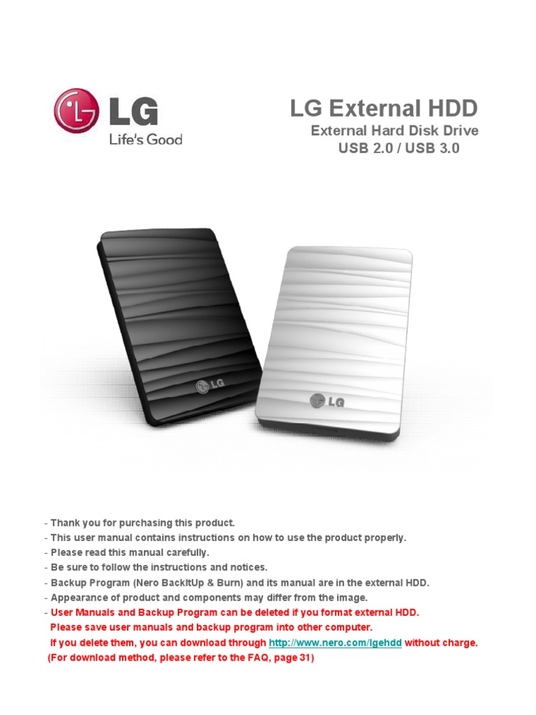 LG External HDD: External Hard Disk Drive USB 2.0 / USB 3.0 | PDF