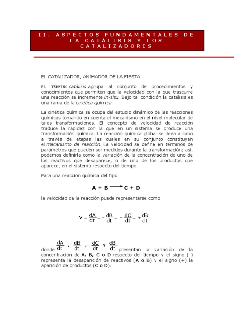 Catálisis y Catalizadores.pdf Catálisis Reacciones