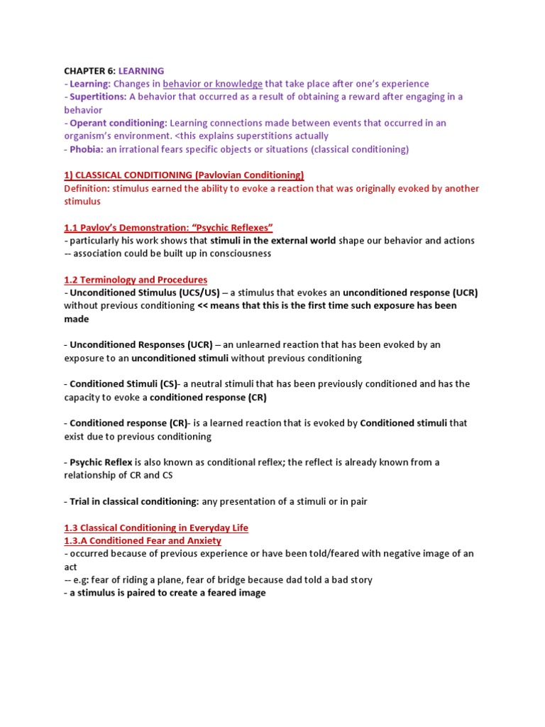 Classical and Operant Conditioning Insights | PDF | Classical ...