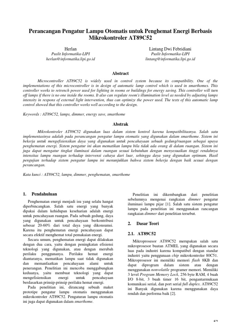Perancangan Pengatur Lampu Otomatis Untuk Penghemat Energi  Perancangan Pengatur Lampu Otomatis Untuk Penghemat Energi