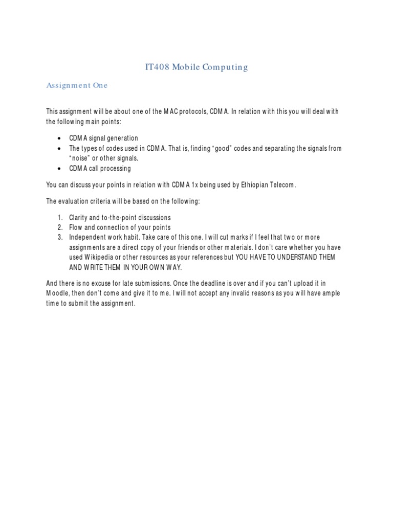 IT408 Mobile Computing: Assignment One | PDF | Computers | Technology ...