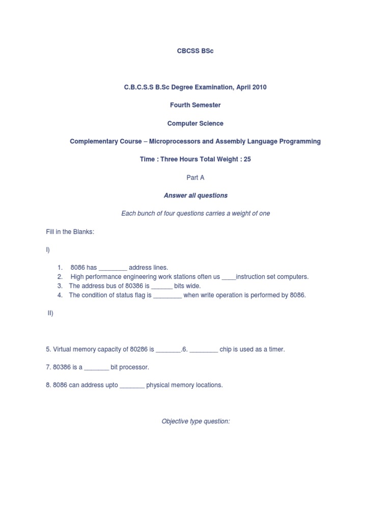 Microprocessors & Assembly Exam April 2010 | PDF | Teaching Methods ...