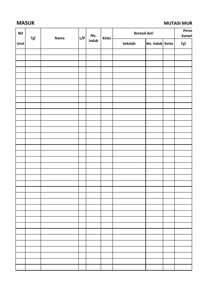 Contoh Buku Mutasi Siswa