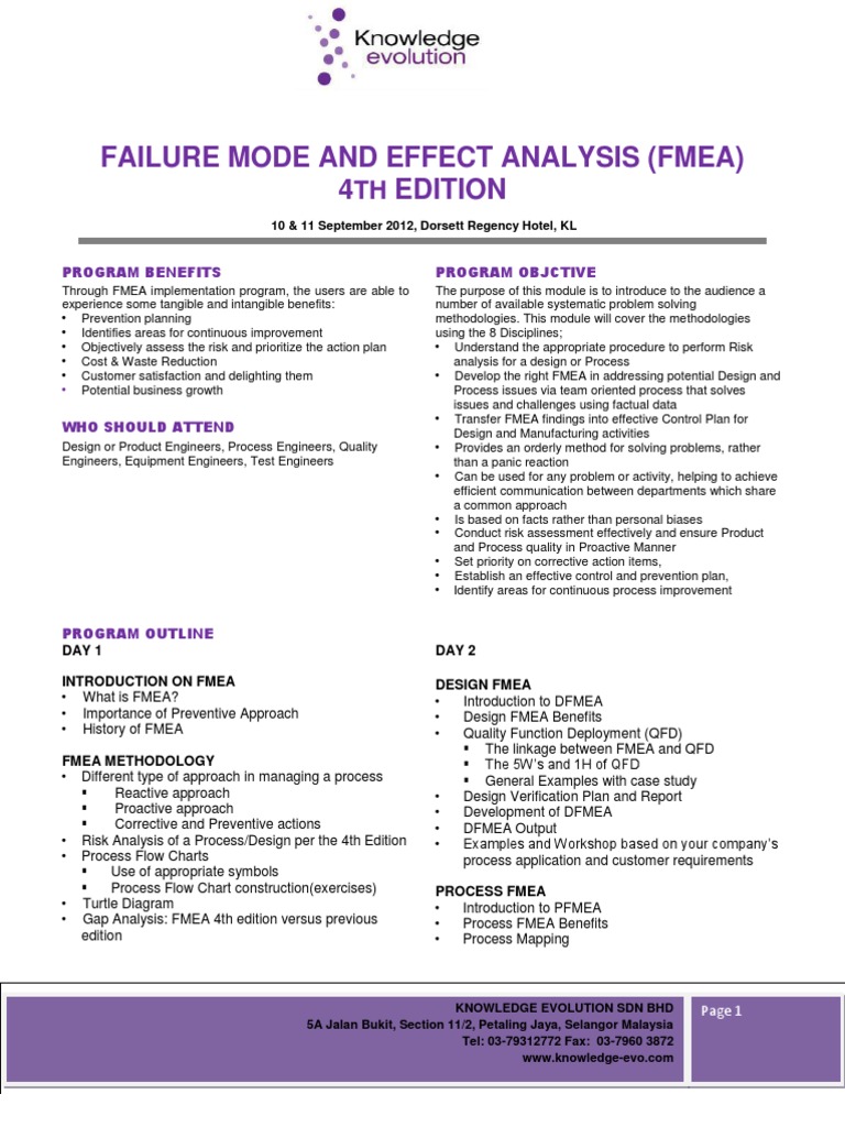 FMEA 4th Edition & Control Plan | PDF | Risk Management | Quality ...