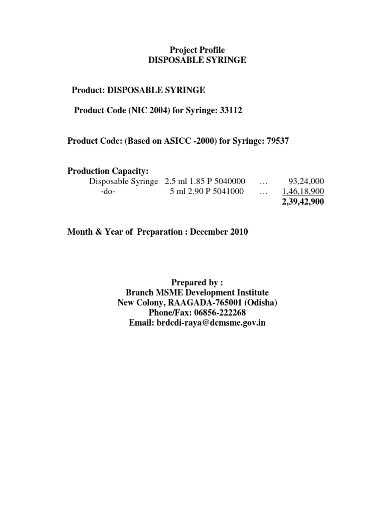 Disposable Syringe PDF | PDF