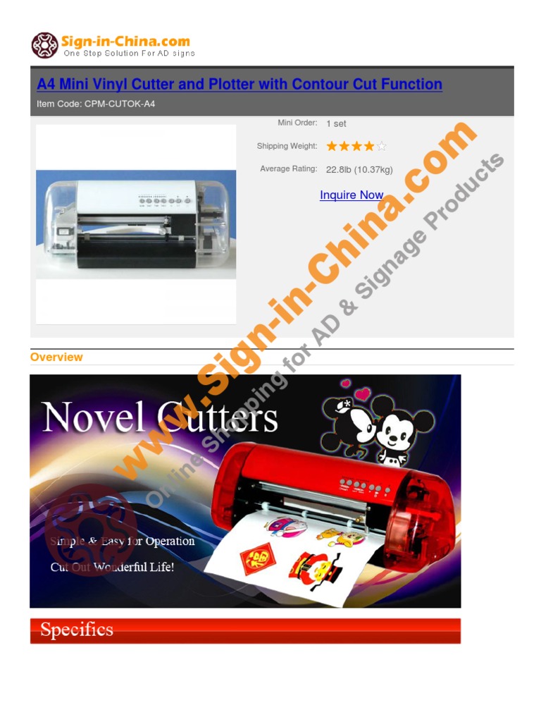 A4 Mini Vinyl Cutter and Plotter With Contour Cut Function 1650