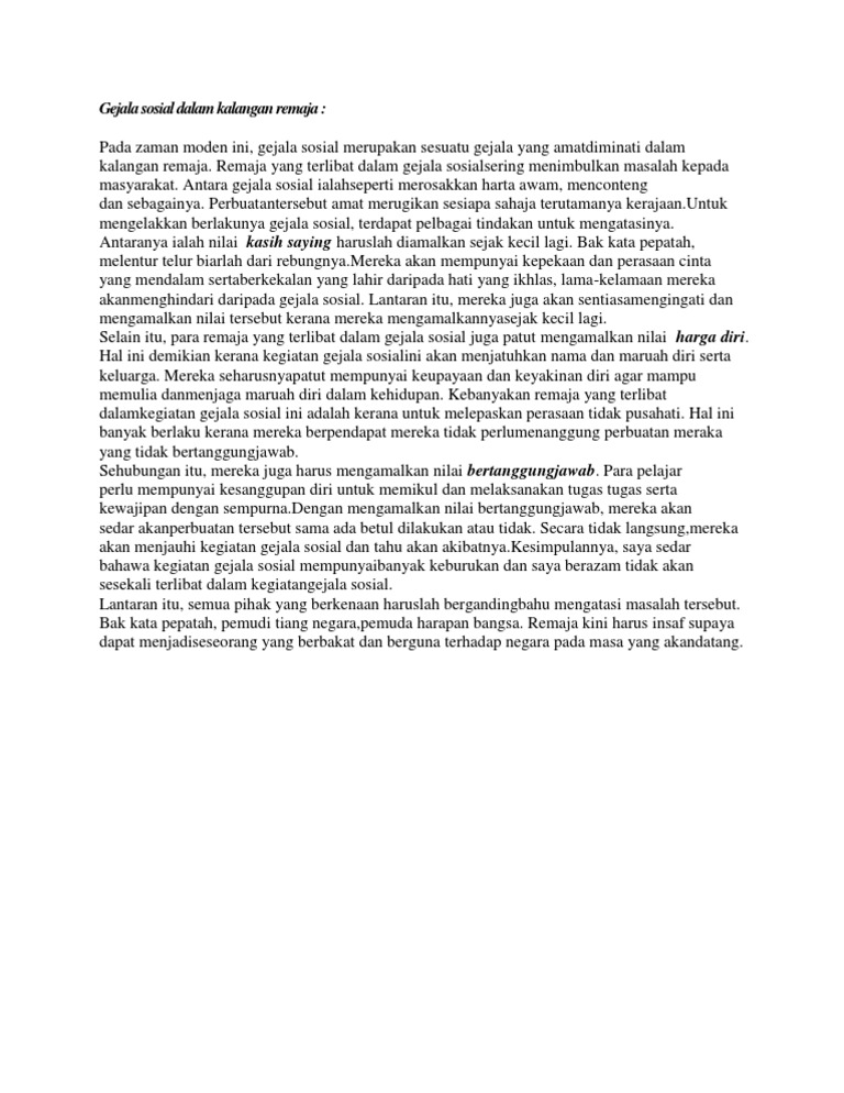 Gejala Sosial Dalam Kalangan Remaja Pdf