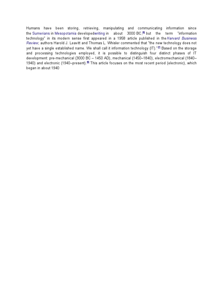 Evolution of Information Technology | PDF | History