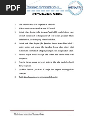 Soal Olimpiade Matematika 2012