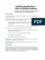 Quality Auditing Qualification - Introduction to Quality Auditing
