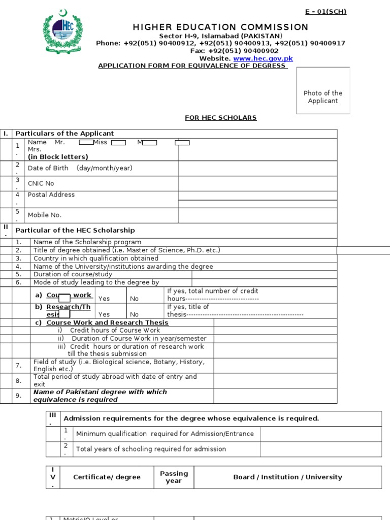 HEC Equivalence Certificate Application | PDF | Master Of Science ...