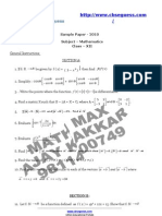 Sample Paper - 2010 Subject - Mathematics Class - XII: FX X X