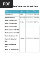 Download CBSE Time Table 2014 for 10th Class by StudyVidyacom SN141124059 doc pdf