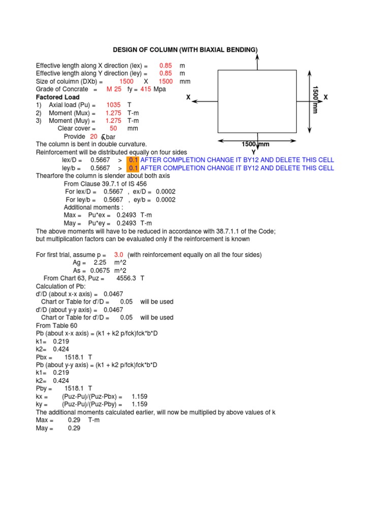 Biaxial Column Design Calculation Guide | PDF | Teaching Methods ...