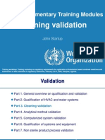 Cleaning Validation: WHO Supplementary Training Modules