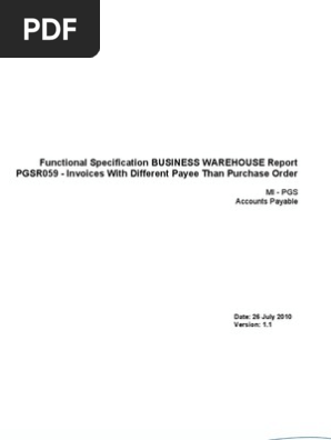 PGSR059 -- Invoices With Different Payee Than Purchase Order